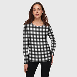 Лонгслив женский Black and white trendy checkered pattern, цвет: 3D-принт — фото 2