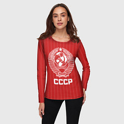 Лонгслив женский Герб СССР Советский союз, цвет: 3D-принт — фото 2