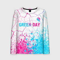 Женский лонгслив Green Day neon gradient style: символ сверху