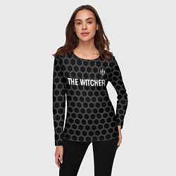 Лонгслив женский The Witcher glitch на темном фоне: символ сверху, цвет: 3D-принт — фото 2