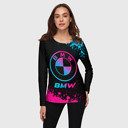 Лонгслив женский BMW - neon gradient, цвет: 3D-принт — фото 2