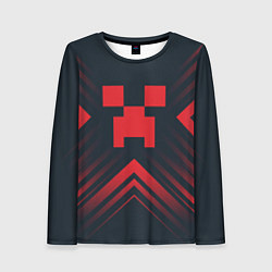 Лонгслив женский Красный символ Minecraft на темном фоне со стрелка, цвет: 3D-принт