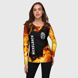 Лонгслив женский Nickelback и пылающий огонь, цвет: 3D-принт — фото 2