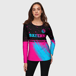 Лонгслив женский Bayern - neon gradient: символ сверху, цвет: 3D-принт — фото 2