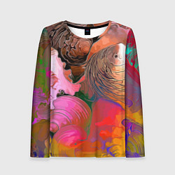 Лонгслив женский Стилизованная композиция из океанских ракушек, цвет: 3D-принт