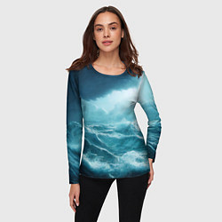 Лонгслив женский Буря в море, цвет: 3D-принт — фото 2