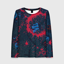 Лонгслив женский Красные чернила на газете, цвет: 3D-принт