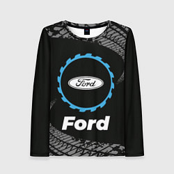Лонгслив женский Ford в стиле Top Gear со следами шин на фоне, цвет: 3D-принт