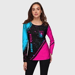 Лонгслив женский Aston Villa - neon gradient: надпись, символ, цвет: 3D-принт — фото 2