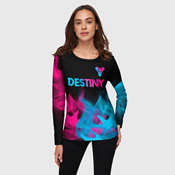 Лонгслив женский Destiny - neon gradient: символ сверху, цвет: 3D-принт — фото 2