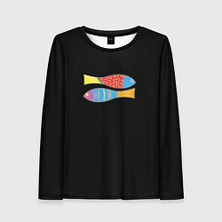 Лонгслив женский Цветные рыбки знака зодиака, цвет: 3D-принт