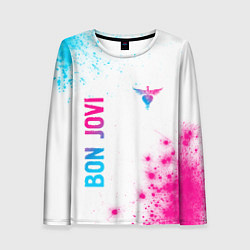Лонгслив женский Bon Jovi neon gradient style: надпись, символ, цвет: 3D-принт