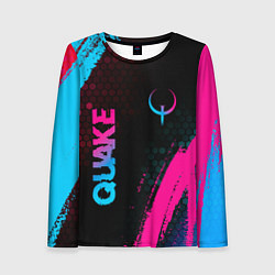 Лонгслив женский Quake - neon gradient: надпись, символ, цвет: 3D-принт