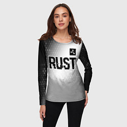 Лонгслив женский Rust glitch на светлом фоне: символ сверху, цвет: 3D-принт — фото 2
