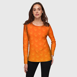 Лонгслив женский Лапки опоссума оранжевые, цвет: 3D-принт — фото 2
