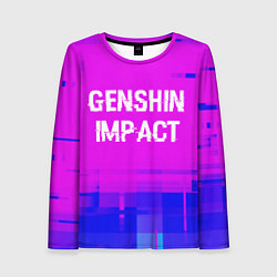 Лонгслив женский Genshin Impact glitch text effect: символ сверху, цвет: 3D-принт