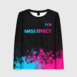 Лонгслив женский Mass Effect - neon gradient: символ сверху, цвет: 3D-принт