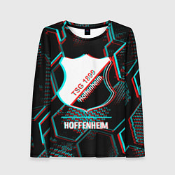 Лонгслив женский Hoffenheim FC в стиле glitch на темном фоне, цвет: 3D-принт