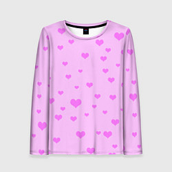 Лонгслив женский Сердечки розовые абстракция, цвет: 3D-принт