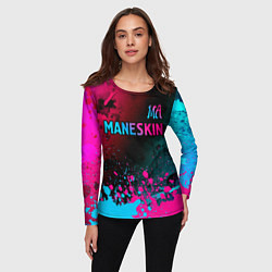 Лонгслив женский Maneskin - neon gradient: символ сверху, цвет: 3D-принт — фото 2
