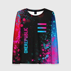 Женский лонгслив OneRepublic - neon gradient: надпись, символ