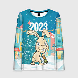 Лонгслив женский Кролик у елочки, цвет: 3D-принт