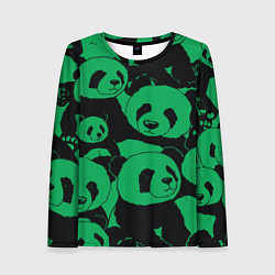 Лонгслив женский Panda green pattern, цвет: 3D-принт