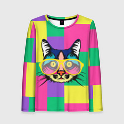 Лонгслив женский Кот в стиле поп-арт, цвет: 3D-принт