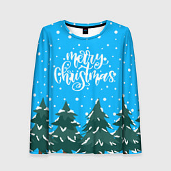 Лонгслив женский Merry christmas - Ёлочки, цвет: 3D-принт
