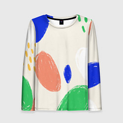 Лонгслив женский Разноцветные пятна, цвет: 3D-принт