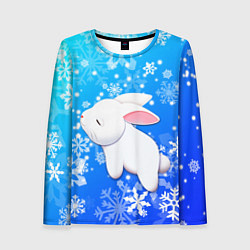 Лонгслив женский Милый кролик в снежинках, цвет: 3D-принт