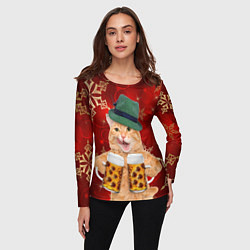 Лонгслив женский Рыжий кот с пивом, цвет: 3D-принт — фото 2