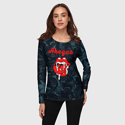 Лонгслив женский Ахегао рот -ahegao lips, цвет: 3D-принт — фото 2