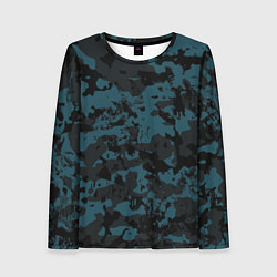 Лонгслив женский Тёмно-синий камуфляж, цвет: 3D-принт
