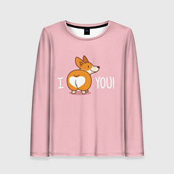 Лонгслив женский Я тебя люблю - корги, цвет: 3D-принт