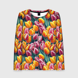 Лонгслив женский Роскошные тюльпаны, цвет: 3D-принт