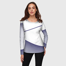 Лонгслив женский Абстрактный белый и фиолетовый паттерн, цвет: 3D-принт — фото 2
