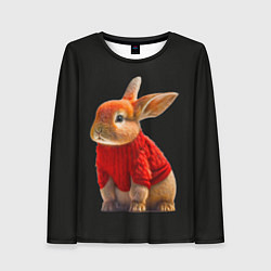 Лонгслив женский Кролик в свитере, цвет: 3D-принт