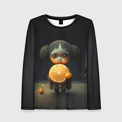 Лонгслив женский Девочка с мандарином в руках, цвет: 3D-принт