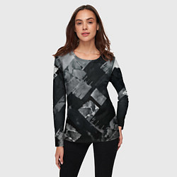 Лонгслив женский Серые полосы, цвет: 3D-принт — фото 2