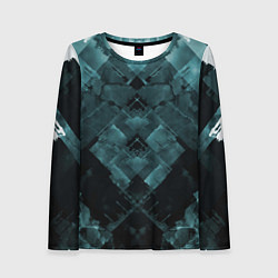 Лонгслив женский Голубые и чёрные полоски, цвет: 3D-принт