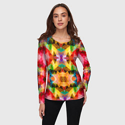 Лонгслив женский Разноцветный мозаичный пиксельный узор, цвет: 3D-принт — фото 2