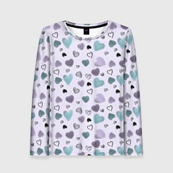 Лонгслив женский Розовый паттерн с сердечками, цвет: 3D-принт