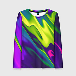 Лонгслив женский Сине-зелёное и фиолетовое абстрактное слияние, цвет: 3D-принт
