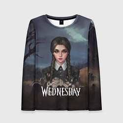 Лонгслив женский Уэнсдэй арт, цвет: 3D-принт