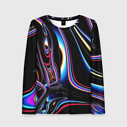 Лонгслив женский Черный глянец, цвет: 3D-принт
