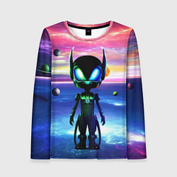 Лонгслив женский Детёныш пришельца - нейросеть - неон, цвет: 3D-принт