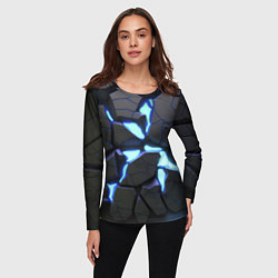 Лонгслив женский Голубая светящаяся неоновая лава, цвет: 3D-принт — фото 2