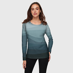 Лонгслив женский Бирюзовые волны, цвет: 3D-принт — фото 2