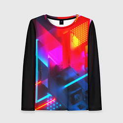 Лонгслив женский Neon stripes color, цвет: 3D-принт